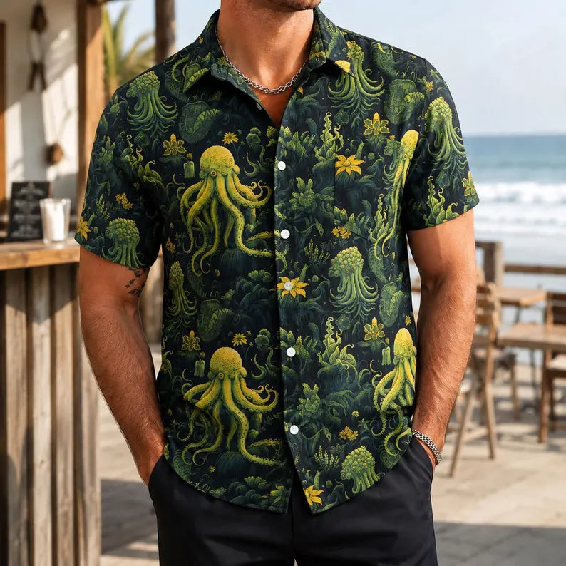 Men's Striped Beach Hawaiian Shirt