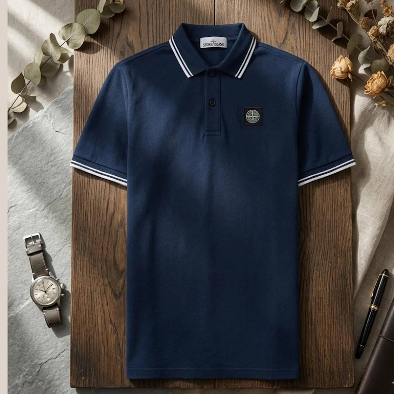 Classic Cotton Polo Shirt for Men: Short Sleeve Everyday Collared Tee