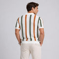 Men's Knit Polo Shirt: Ribbed Striped Short Sleeve Top, Retro Vintage Style