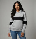 Grey & Black Striped Unisex Fleece Hoodie