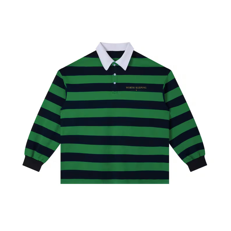 Striped Long Sleeve Polo Shirt