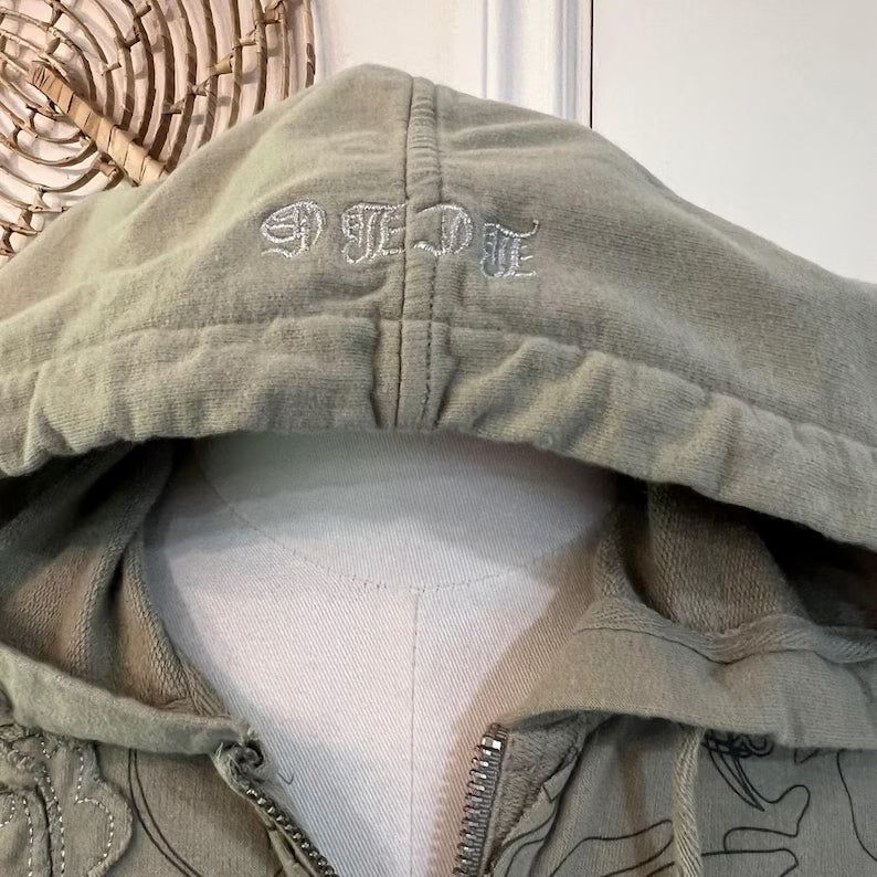 Vintage BCBG Max Azria Green Cotton Zip Hoodie