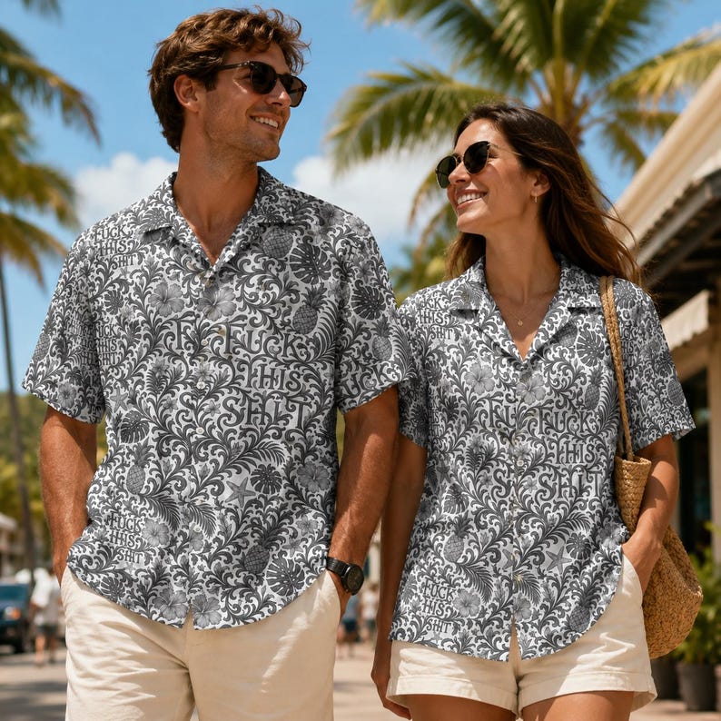 Hawaiian Shirt Funny Tropical Aloha: Pineapple Floral Button Up