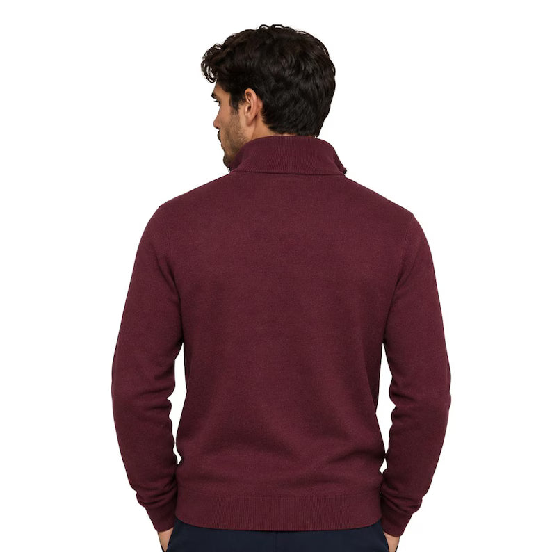 Polo Ralph Lauren Men's Navy Quarter-Zip Cotton Jumper