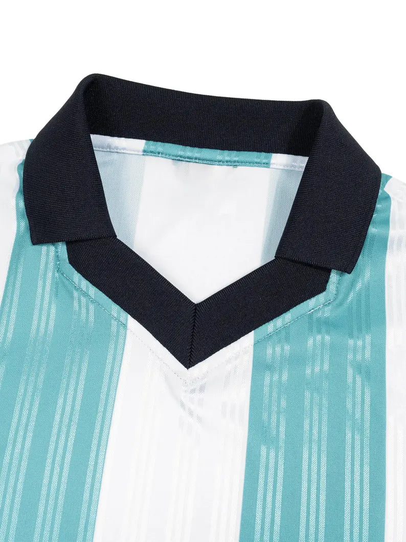 Boxy Striped Soccer Jersey - Retro V-Neck Football Shirt