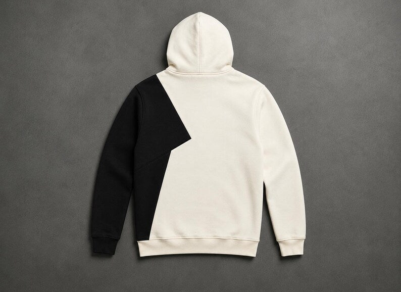 Men's Split Panel Half-Zip Hoodie | Color Block Pullover