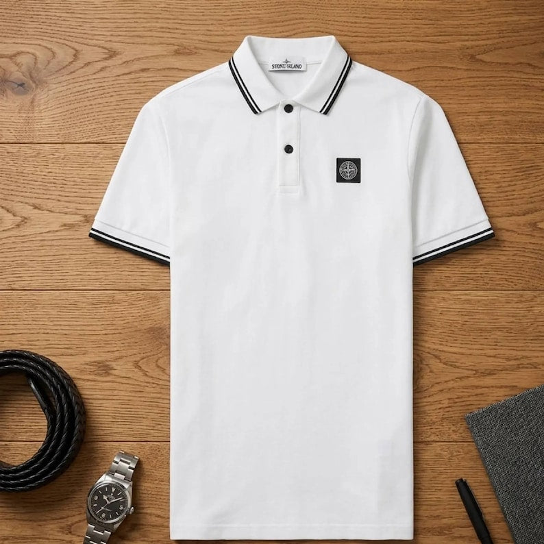 Classic Cotton Polo Shirt for Men: Short Sleeve Everyday Collared Tee