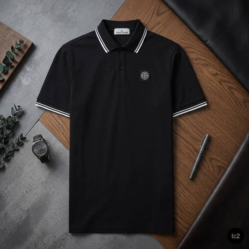 Classic Cotton Polo Shirt for Men: Short Sleeve Everyday Collared Tee