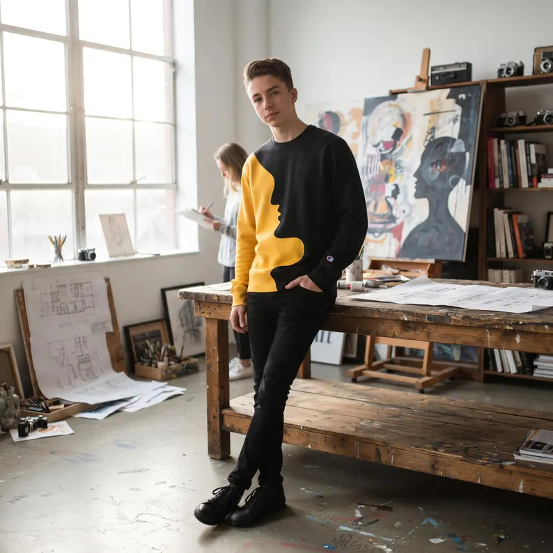 Men's Two-Tone Silhouette Graphic Sweatshirt
