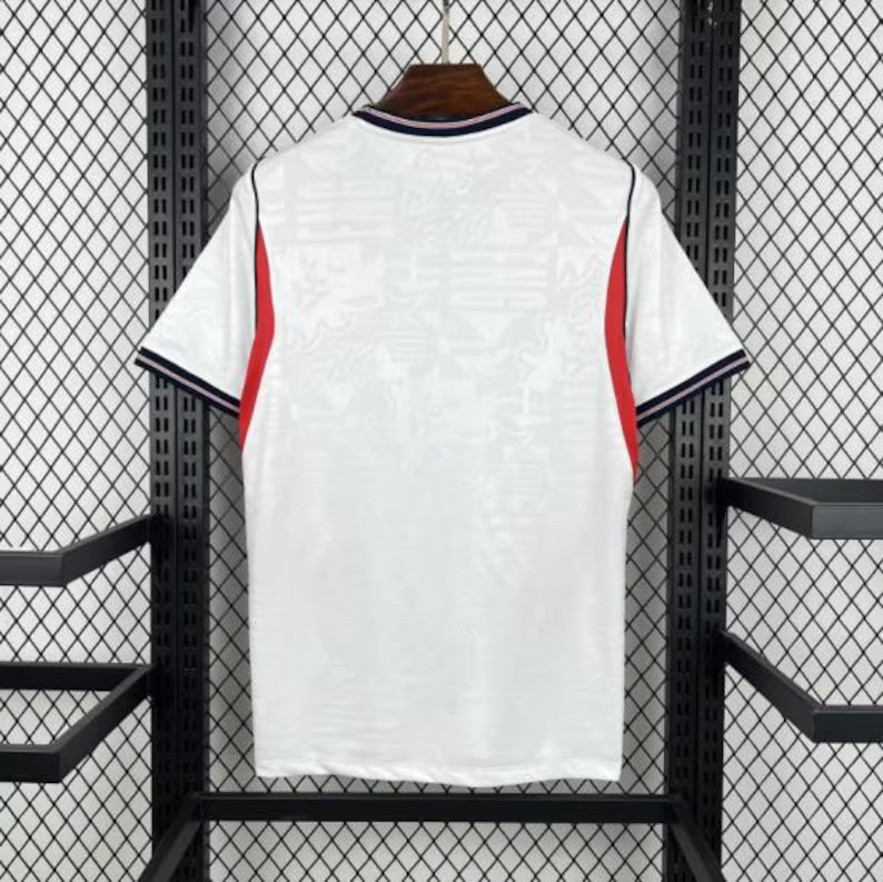 Custom Retro White Three Lions Soccer Jersey | Personalized Vintage Football Shirt