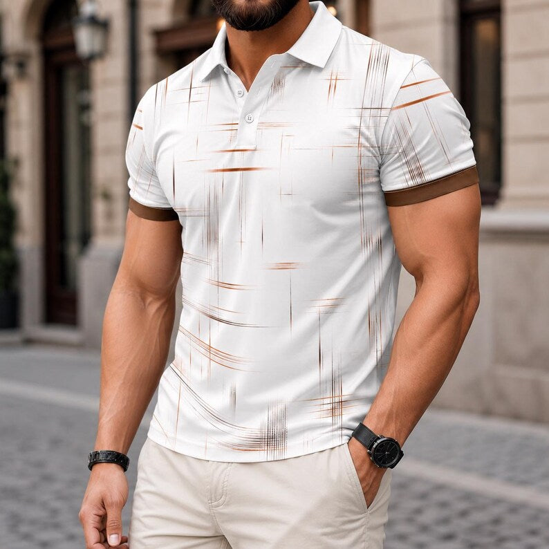 Men's Short Sleeve Streak Graphic Collar Polo Shirt