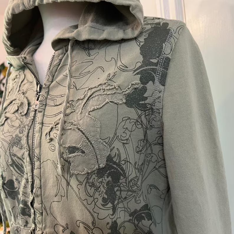 Vintage BCBG Max Azria Green Cotton Zip Hoodie