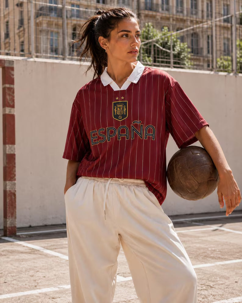 Spain Pinstripe Soccer Jersey