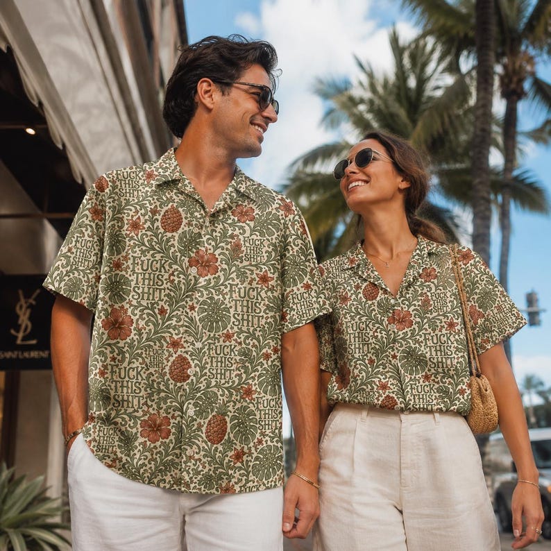 Hawaiian Shirt Funny Tropical Aloha: Pineapple Floral Button Up