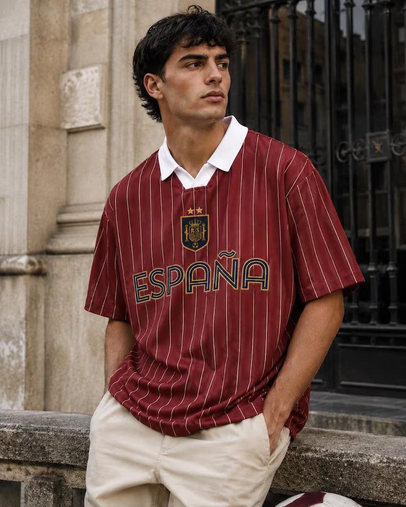 Spain Pinstripe Soccer Jersey