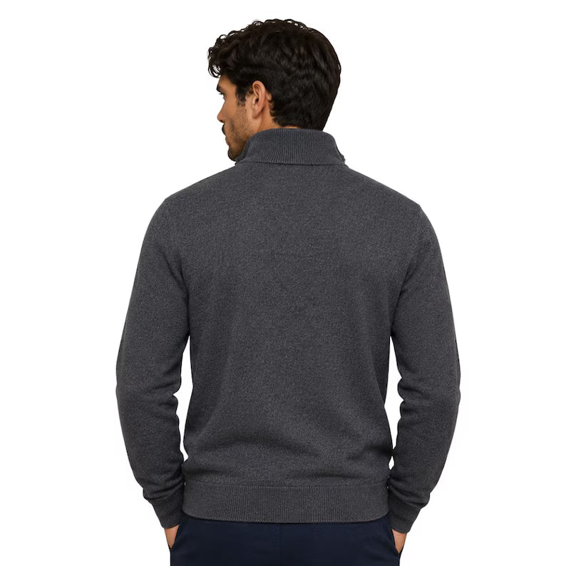 Polo Ralph Lauren Men's Navy Quarter-Zip Cotton Jumper