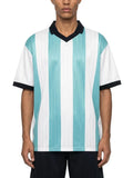 Boxy Striped Soccer Jersey - Retro V-Neck Football Shirt