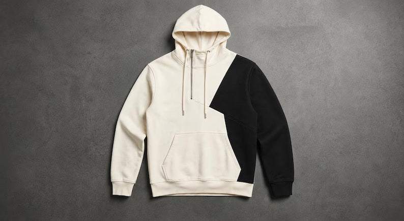 Men's Split Panel Half-Zip Hoodie | Color Block Pullover