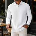 Men's Textured Knitted Long Sleeve Polo Shirt