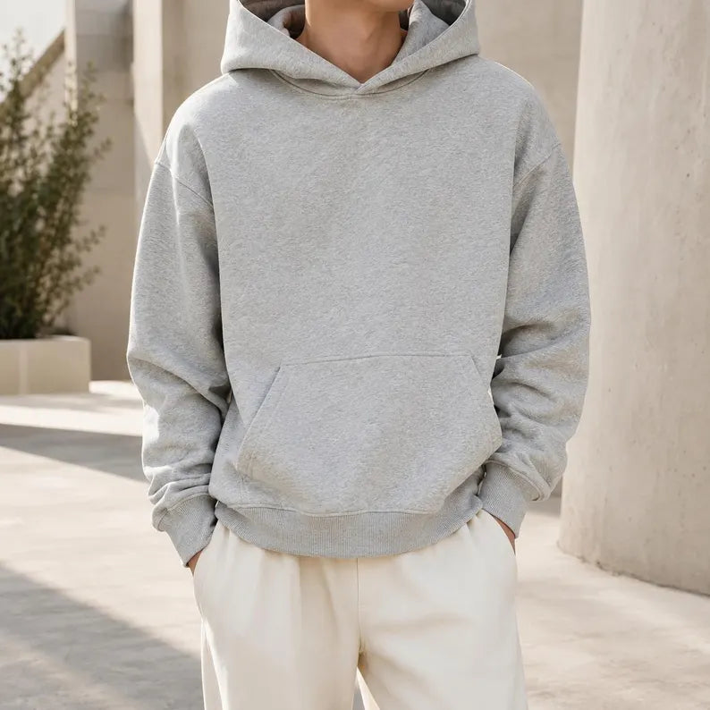 Unisex Heavyweight Cotton Hoodie | Drop Shoulder Minimalist Streetwear