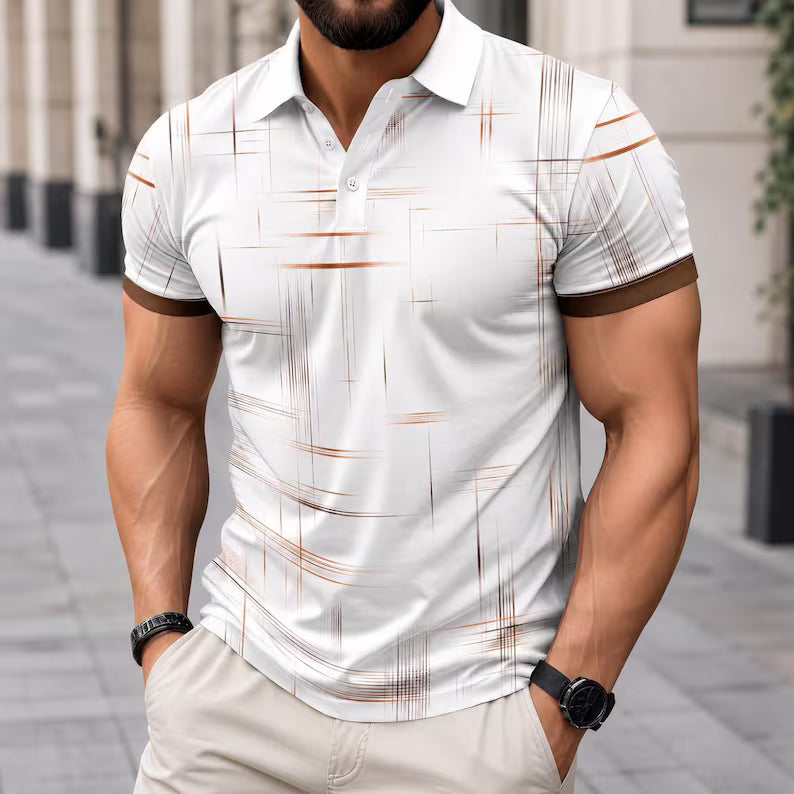 Men's Short Sleeve Streak Graphic Collar Polo Shirt
