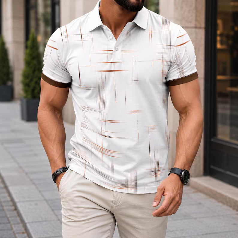 Men's Short Sleeve Streak Graphic Collar Polo Shirt