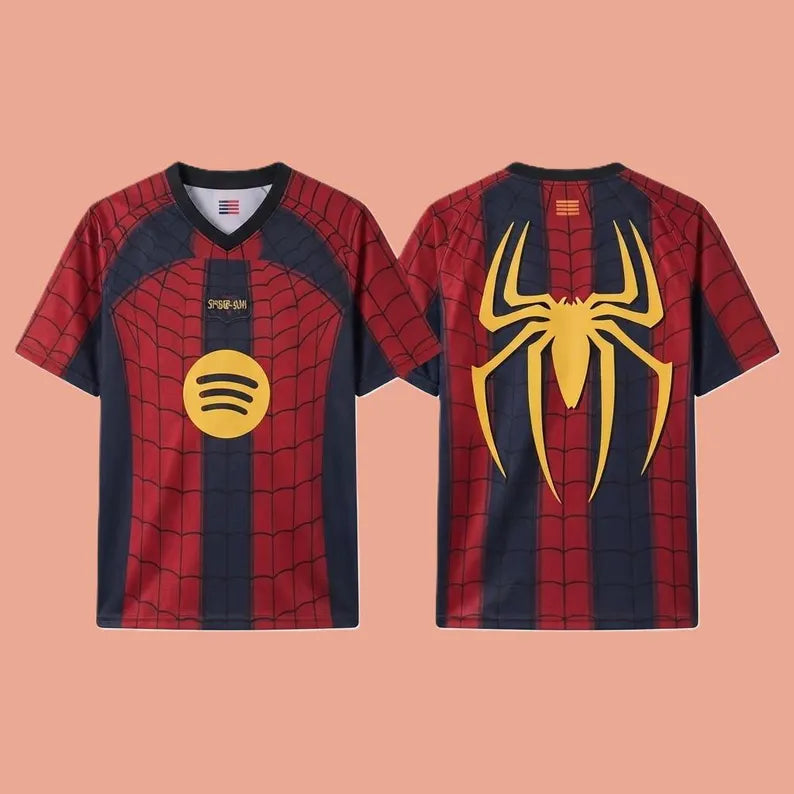 Spider Web Soccer Jersey - Retro Superhero Streetwear Athletic Shirt