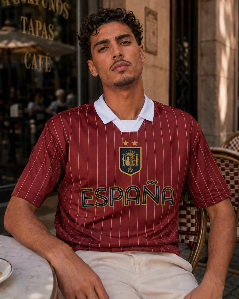 Spain Pinstripe Soccer Jersey