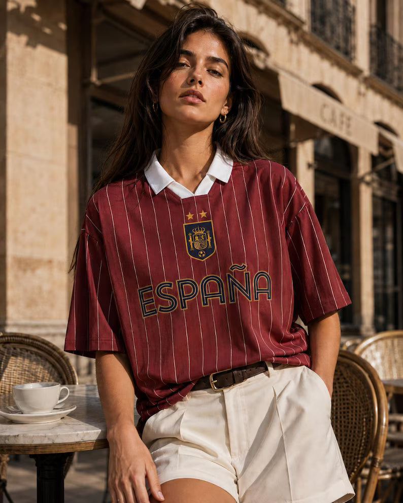 Spain Pinstripe Soccer Jersey